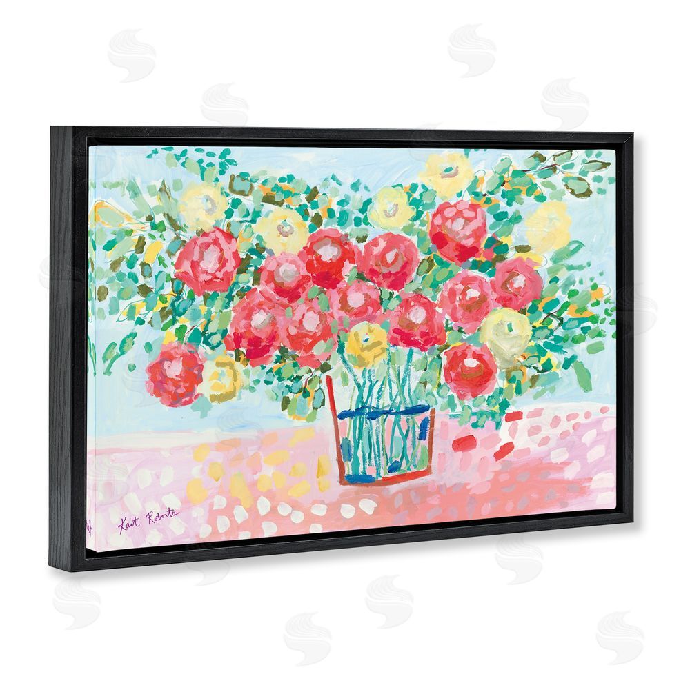 Kait Roberts Blooms from the Garden Florals Black Floating Frame Canvas Wall Art Print