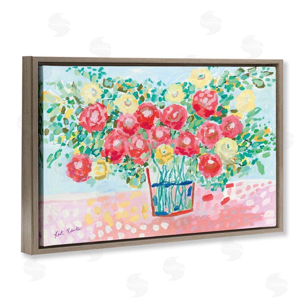 Kait Roberts Blooms from the Garden Florals Brown Floating Frame Canvas Wall Art Print