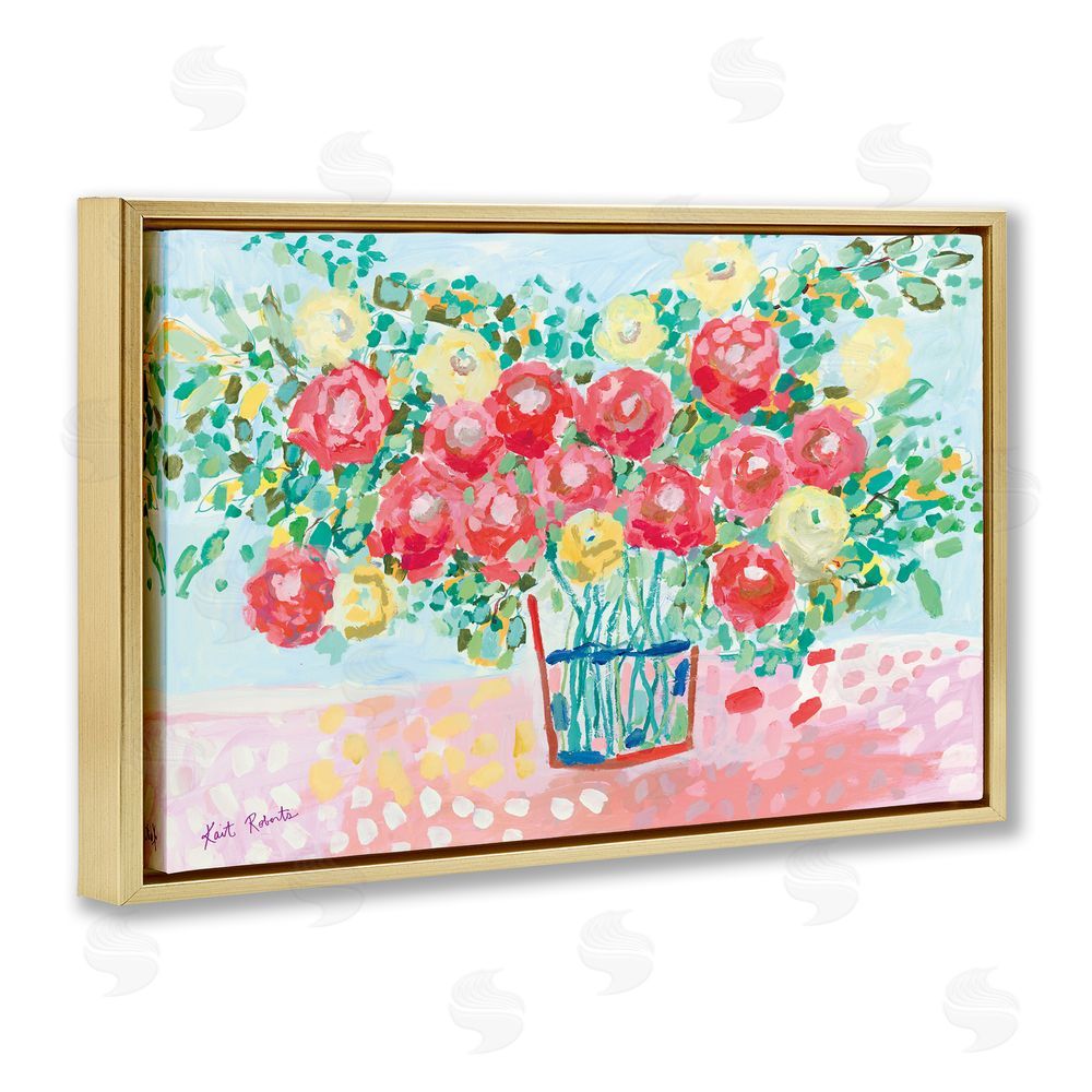 Kait Roberts Blooms from the Garden Florals Gold Floating Frame Canvas Wall Art Print