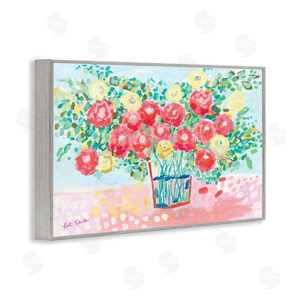 Kait Roberts Blooms from the Garden Florals Gray Framed Giclee Wall Art Print