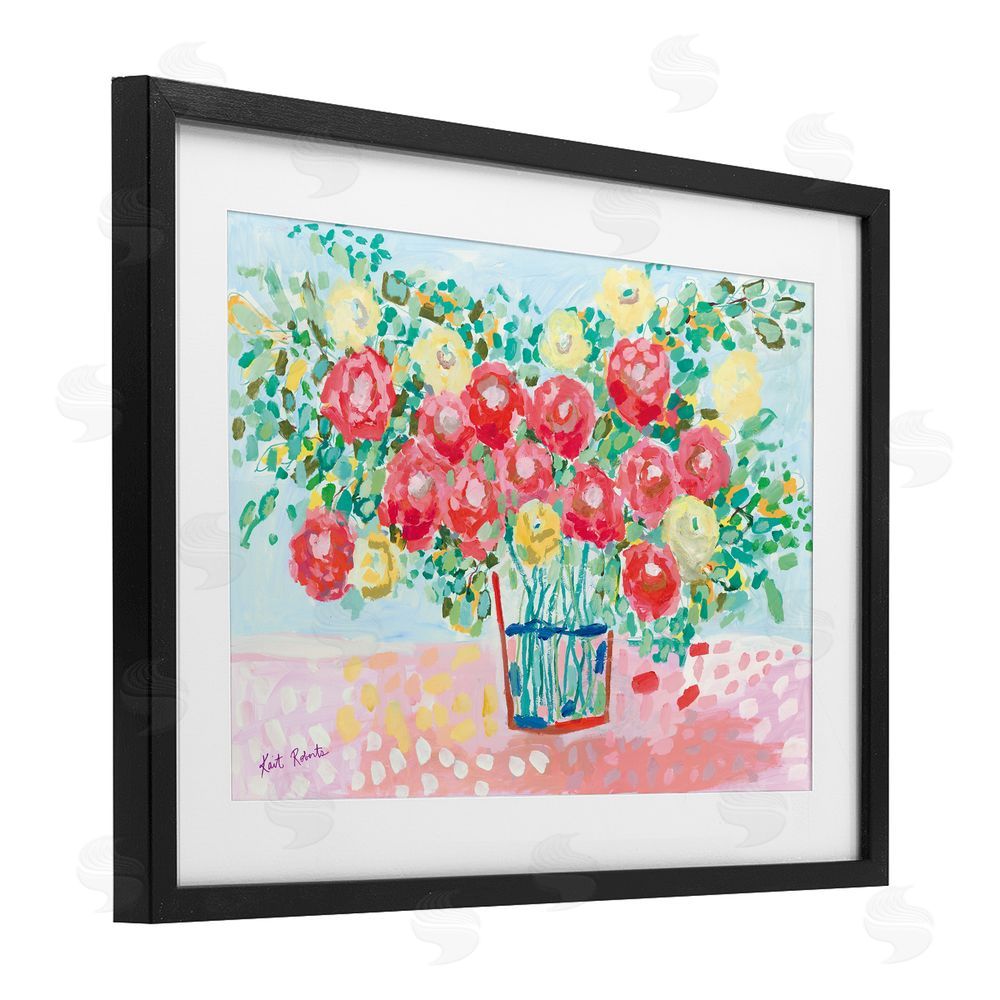 Kait Roberts Blooms from the Garden Florals Black Framed Print Under Glass with White Mat Wall Art