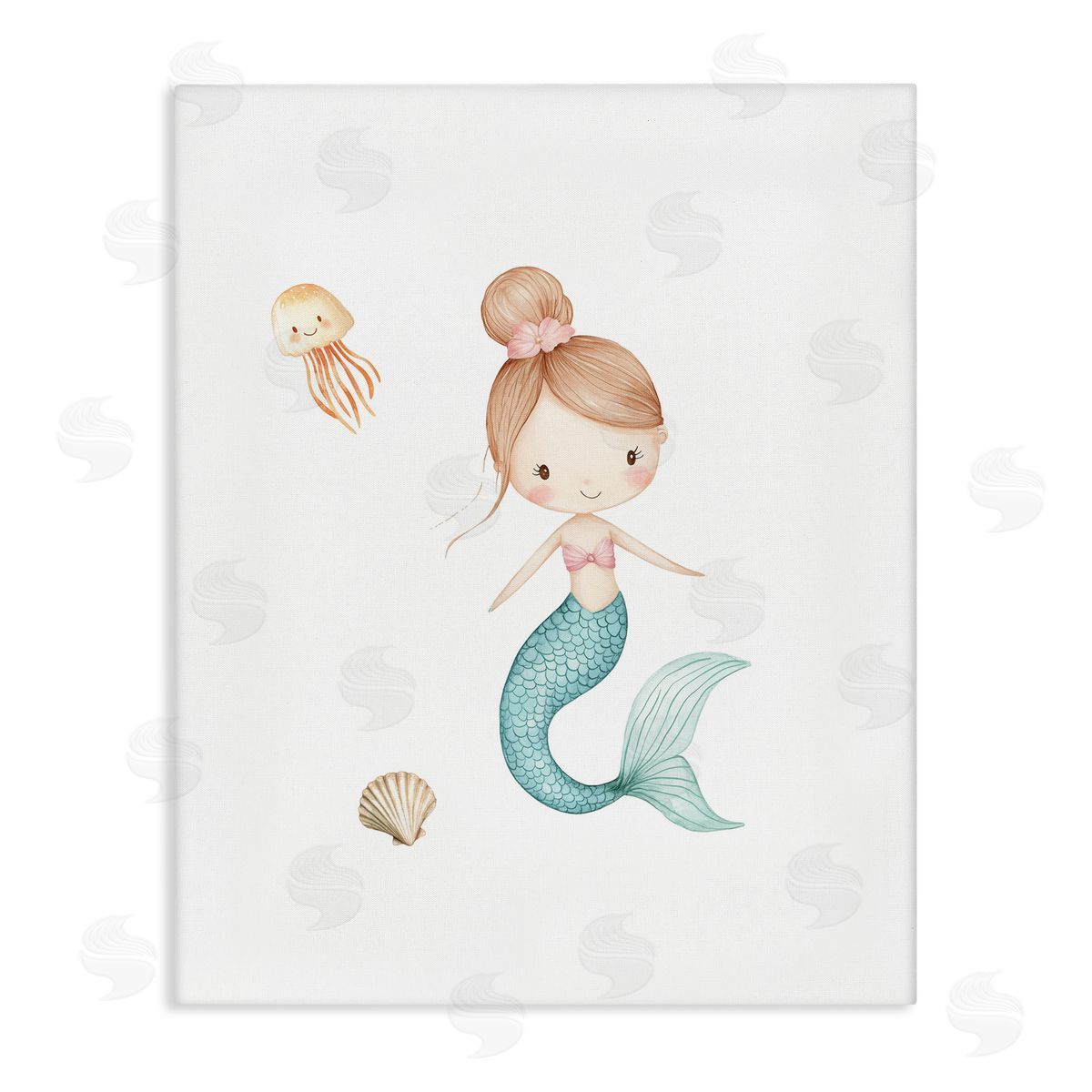 Christine Simpson Art Soft Mermaid & Jellyfish Canvas Wall Art Print