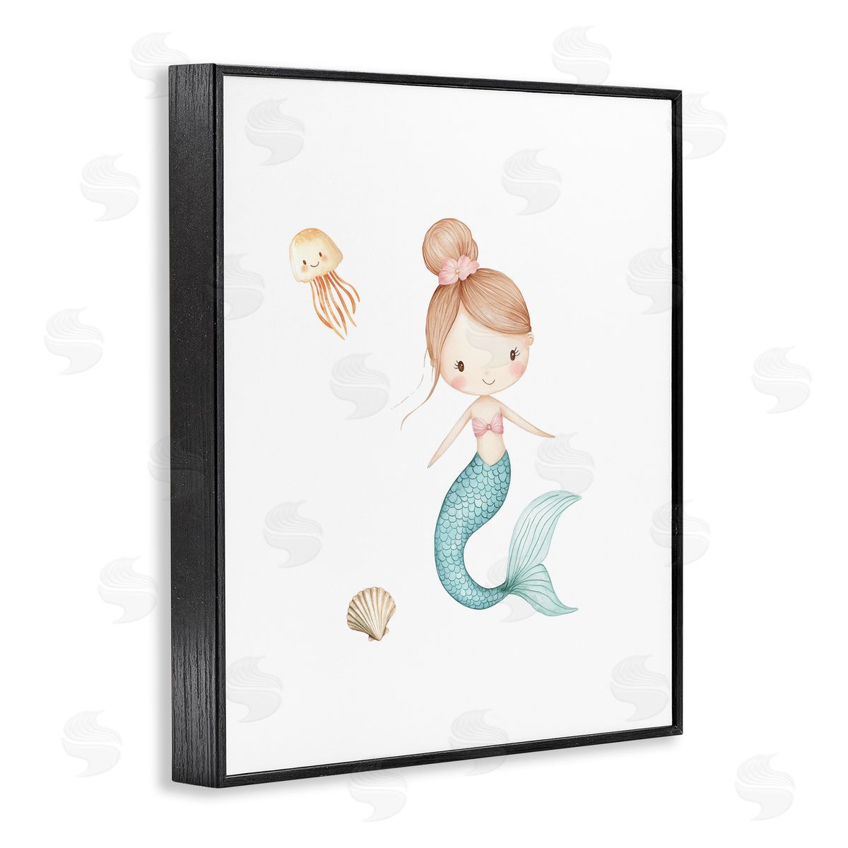 Christine Simpson Art Soft Mermaid & Jellyfish Black Framed Giclee Wall Art Print