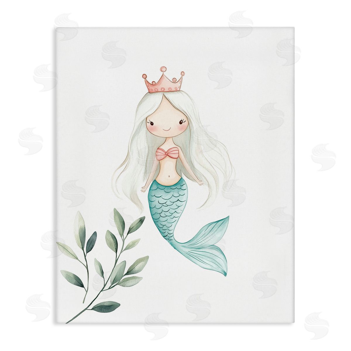 Christine Simpson Art Princess Mermaid & Greenery Canvas Wall Art Print