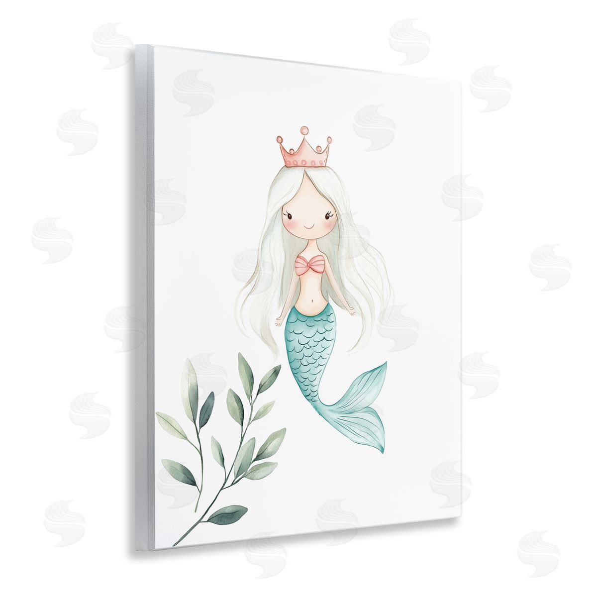 Christine Simpson Art Princess Mermaid & Greenery Wall Plaque Art Print