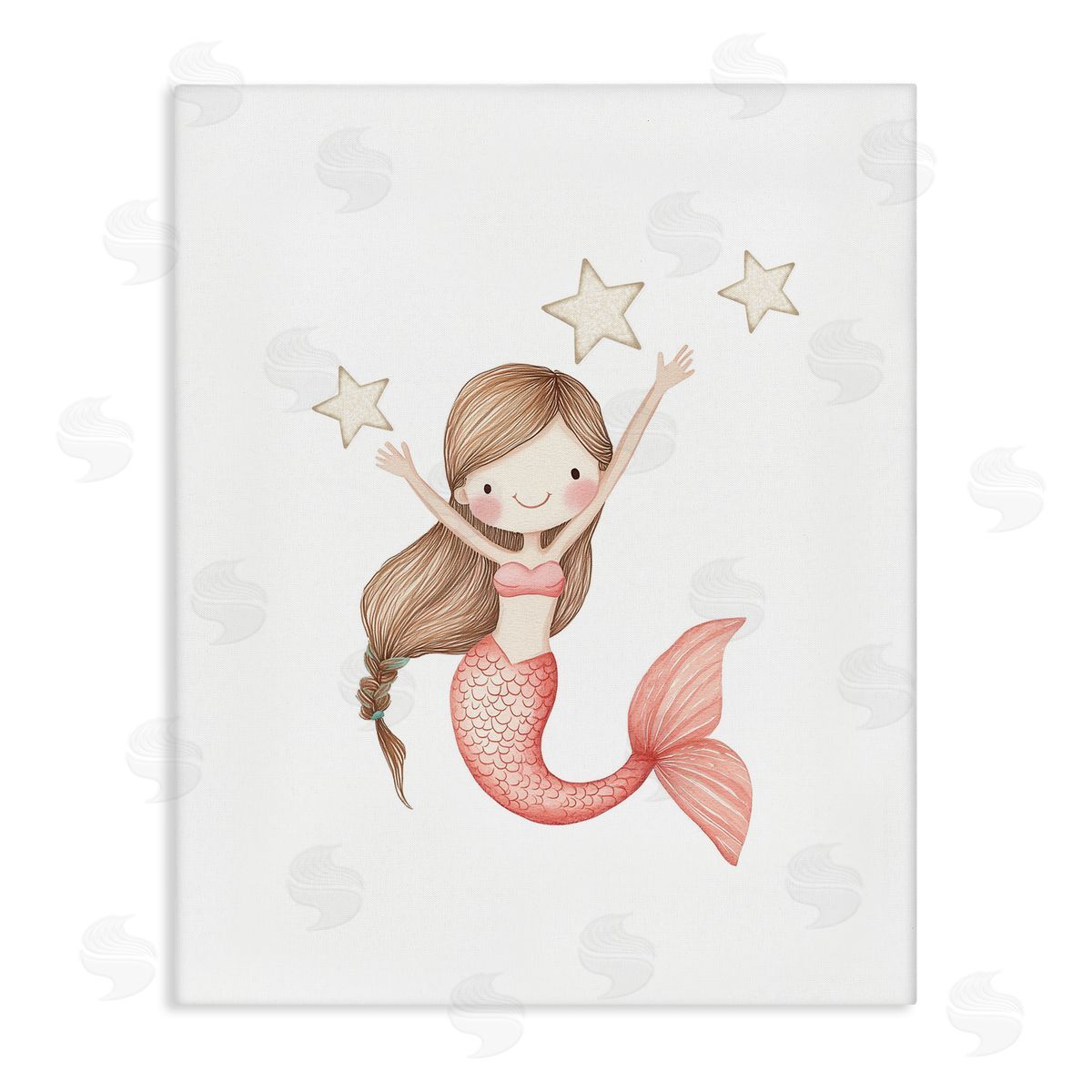 Christine Simpson Art Pink Mermaid and Stars Canvas Wall Art Print