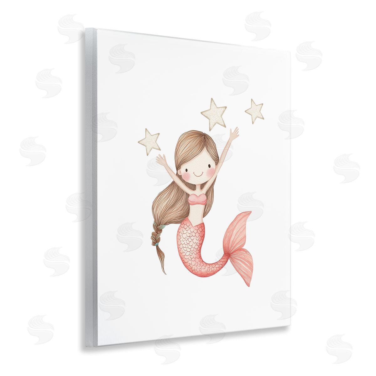 Christine Simpson Art Pink Mermaid and Stars Wall Plaque Art Print