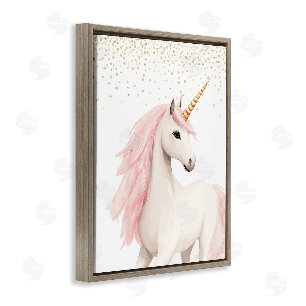 Christine Simpson Art Princess Dreams Unicorn Brown Floating Frame Canvas Wall Art Print