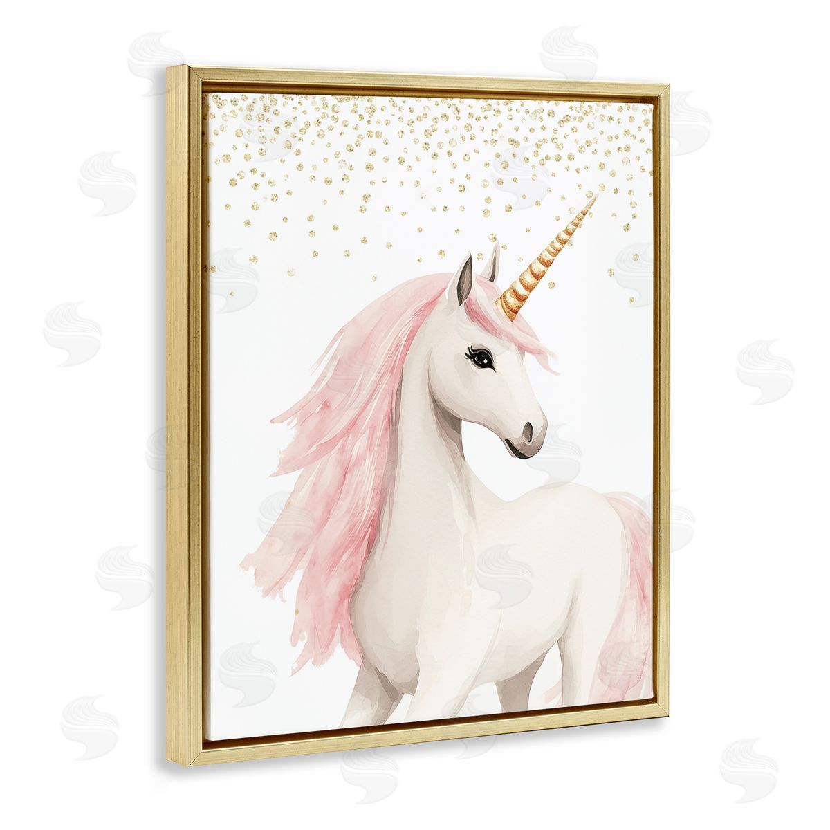 Christine Simpson Art Princess Dreams Unicorn Gold Floating Frame Canvas Wall Art Print