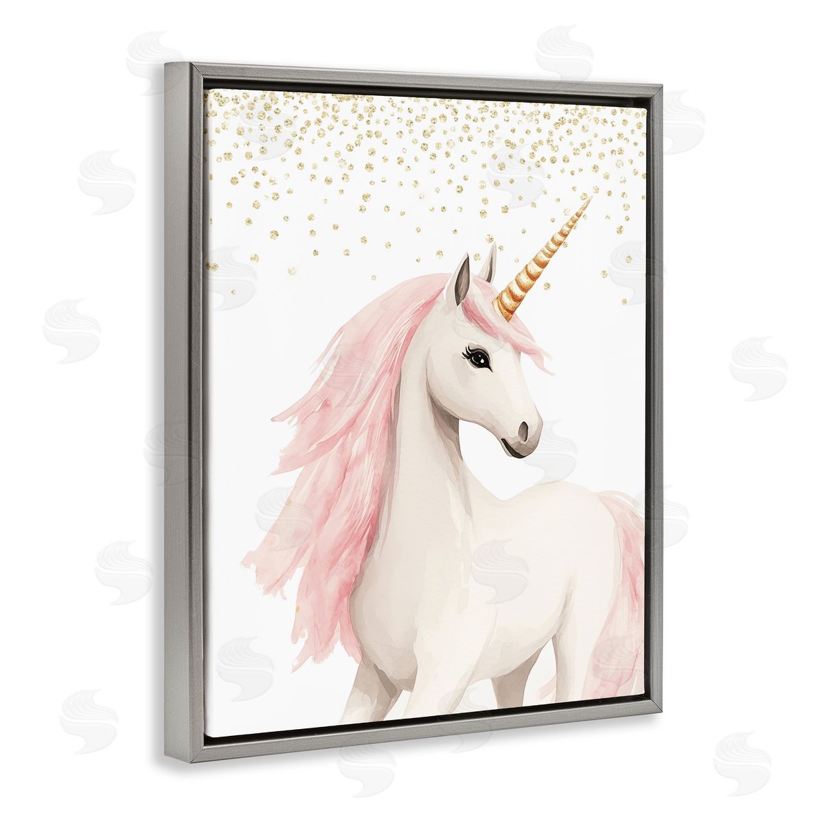Christine Simpson Art Princess Dreams Unicorn Gray Floating Frame Canvas Wall Art Print