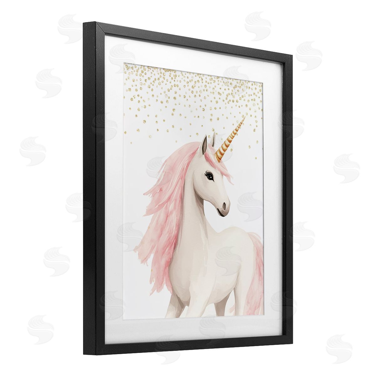 Christine Simpson Art Princess Dreams Unicorn Black Framed Print Under Glass with White Mat Wall Art