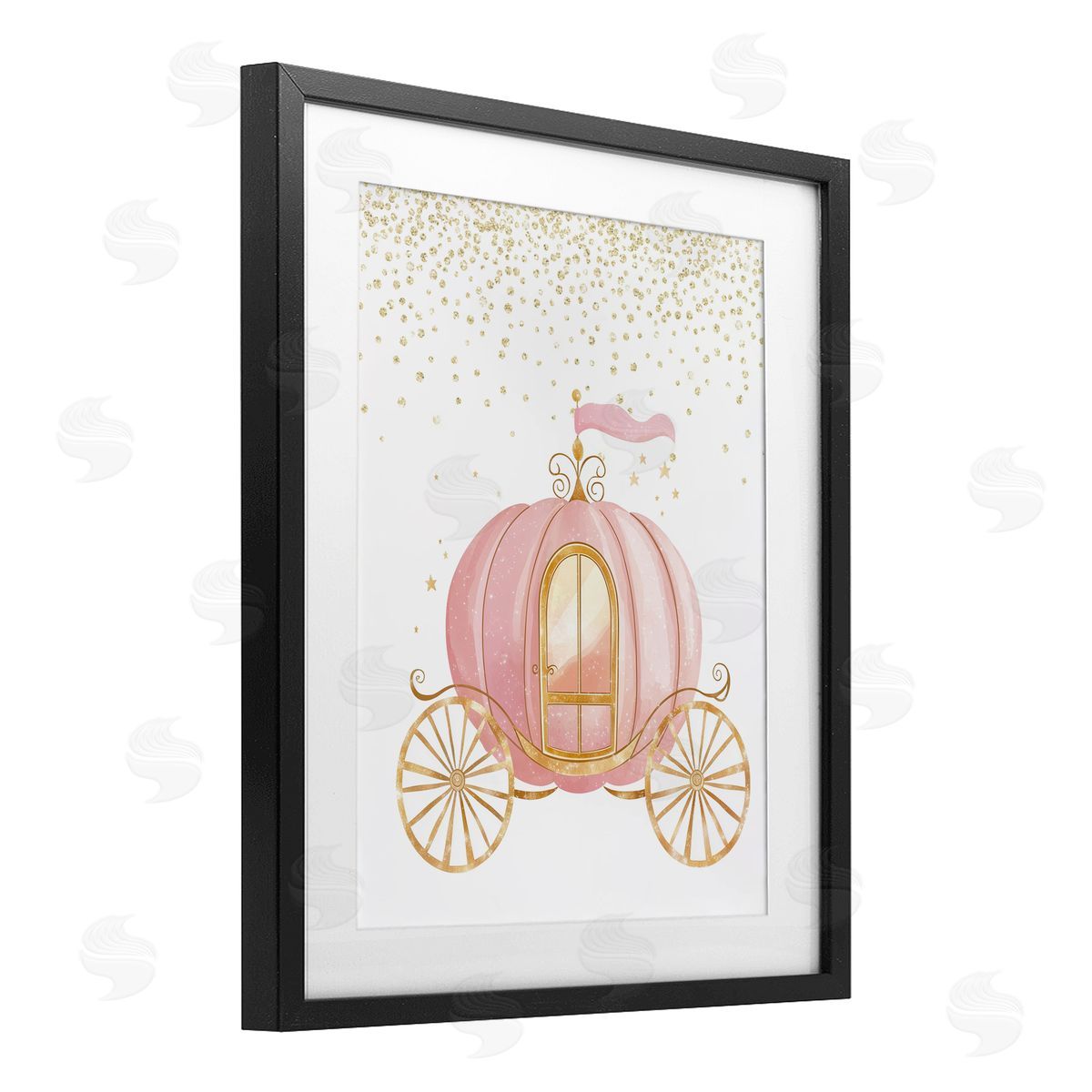 Christine Simpson Art Princess Dreams Carriage Black Framed Print Under Glass with White Mat Wall Art