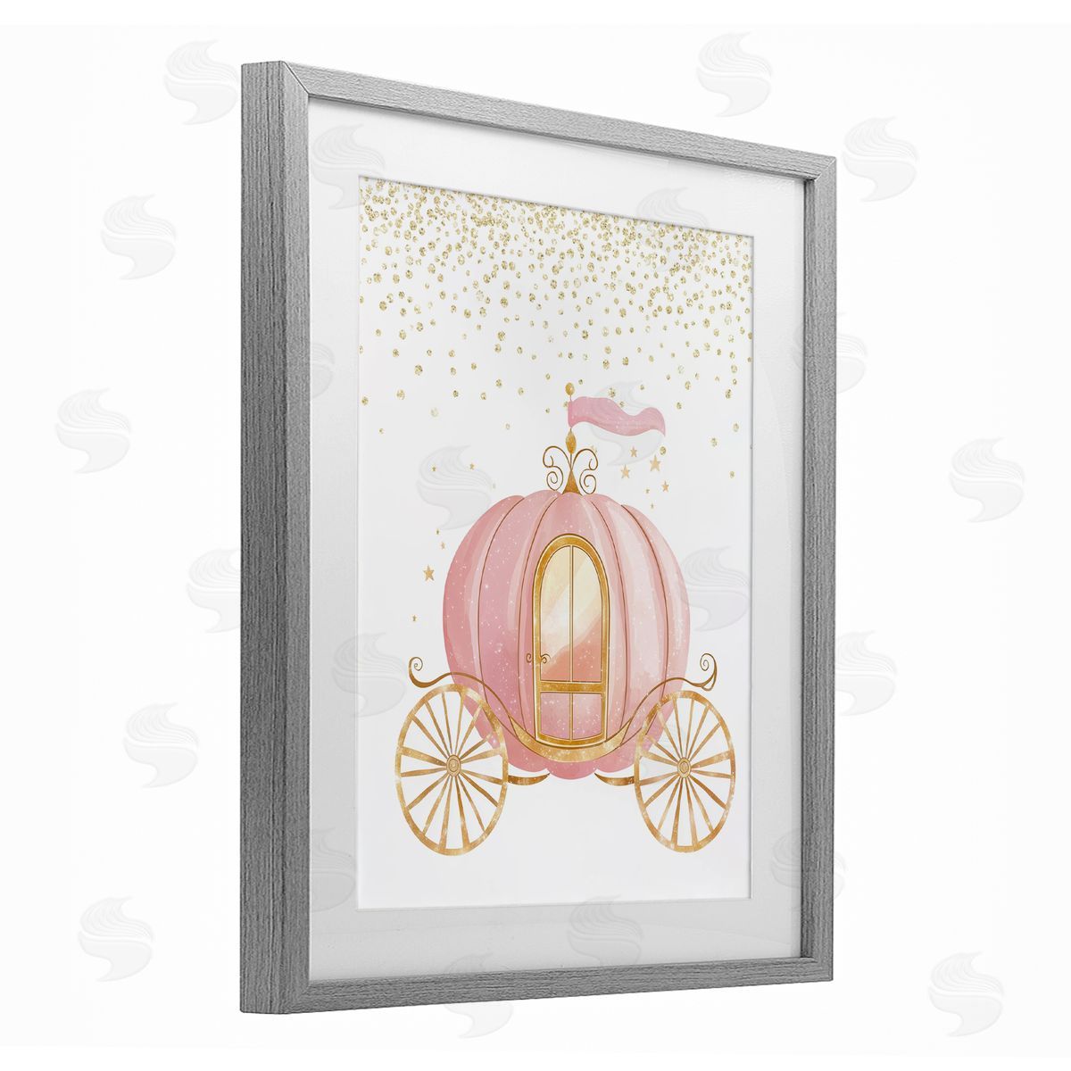 Christine Simpson Art Princess Dreams Carriage Gray Framed Print Under Glass with White Mat Wall Art