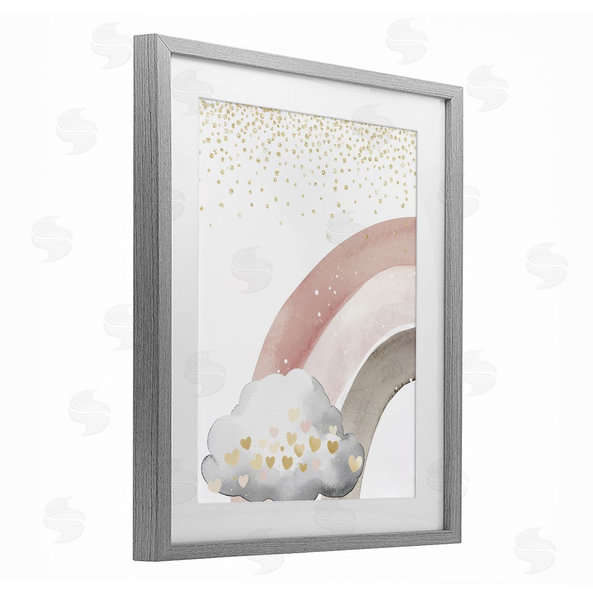 Christine Simpson Art Princess Dreams Rainbow Gray Framed Print Under Glass with White Mat Wall Art