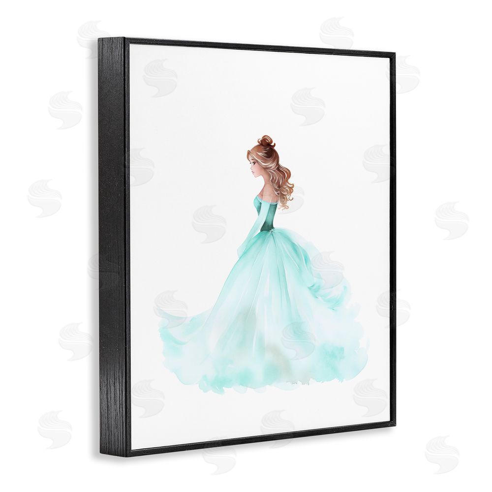 Christine Simpson Art Blue Princess Ballgown Black Framed Giclee Wall Art Print