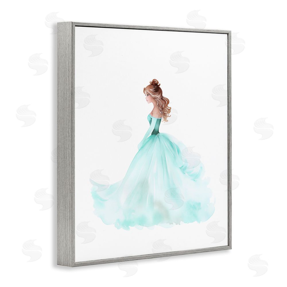 Christine Simpson Art Blue Princess Ballgown Gray Framed Giclee Wall Art Print