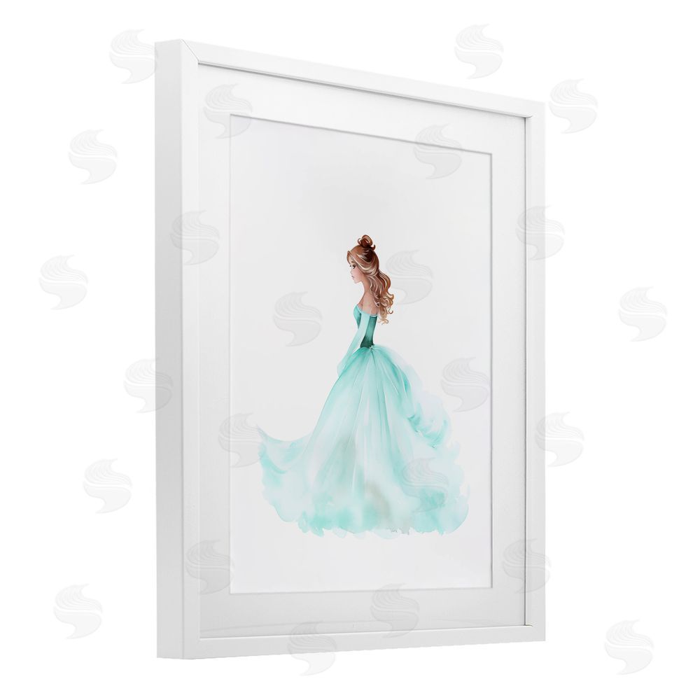 Christine Simpson Art Blue Princess Ballgown White Framed Print Under Glass with Mat Wall Art