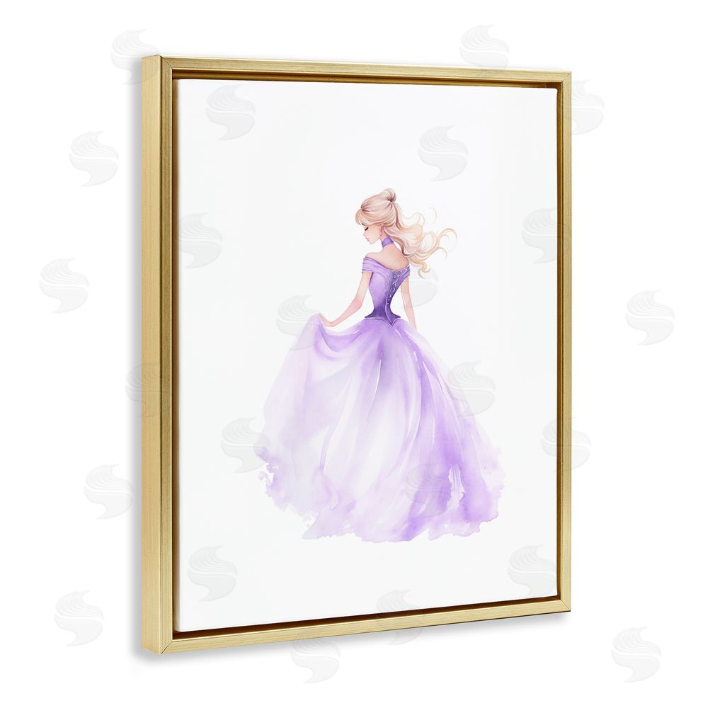 Christine Simpson Art Beautiful Princess Ballgown Gold Floating Frame Canvas Wall Art Print