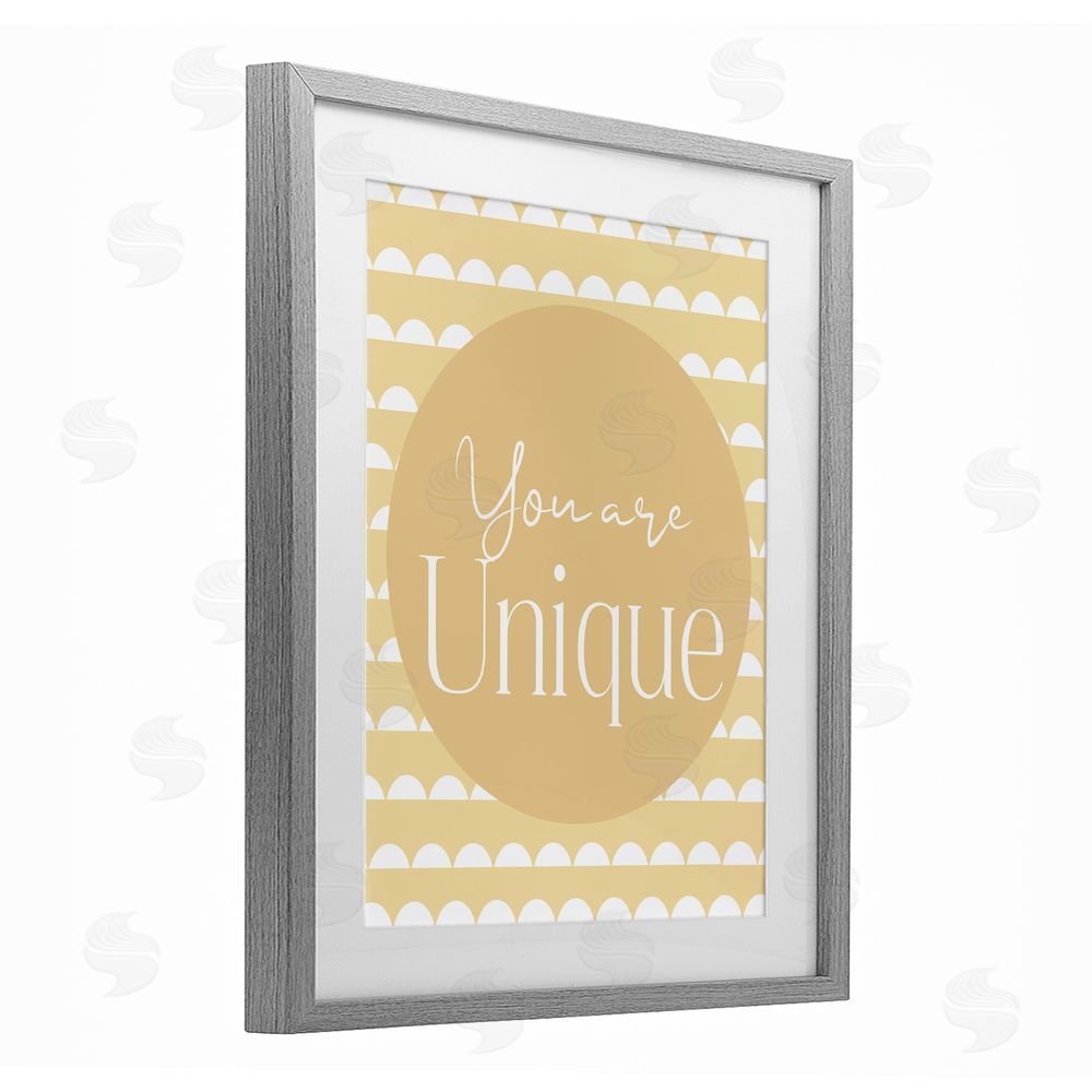Christine Simpson Art You Are Unique Sentiment Gray Framed Print Under Glass with White Mat Wall Art