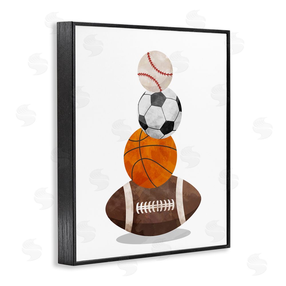 Christine Simpson Art Sports Ball Bunch Black Framed Giclee Wall Art Print