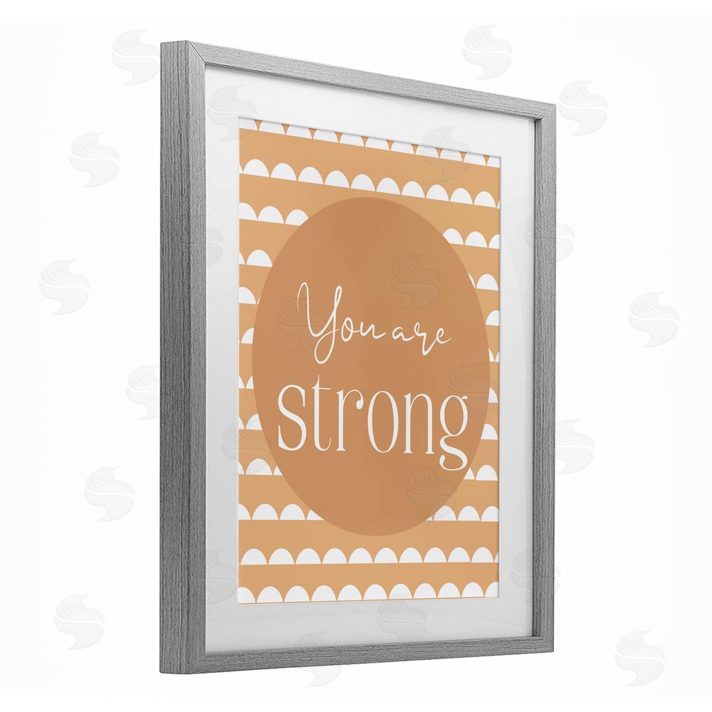 Christine Simpson Art You Are Strong Sentiment Gray Framed Print Under Glass with White Mat Wall Art