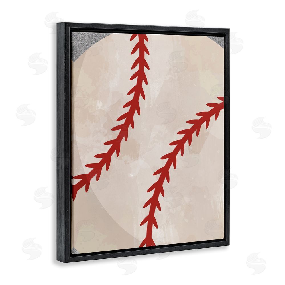 Christine Simpson Art Bouncing Fun Baseball Black Floating Frame Canvas Wall Art Print