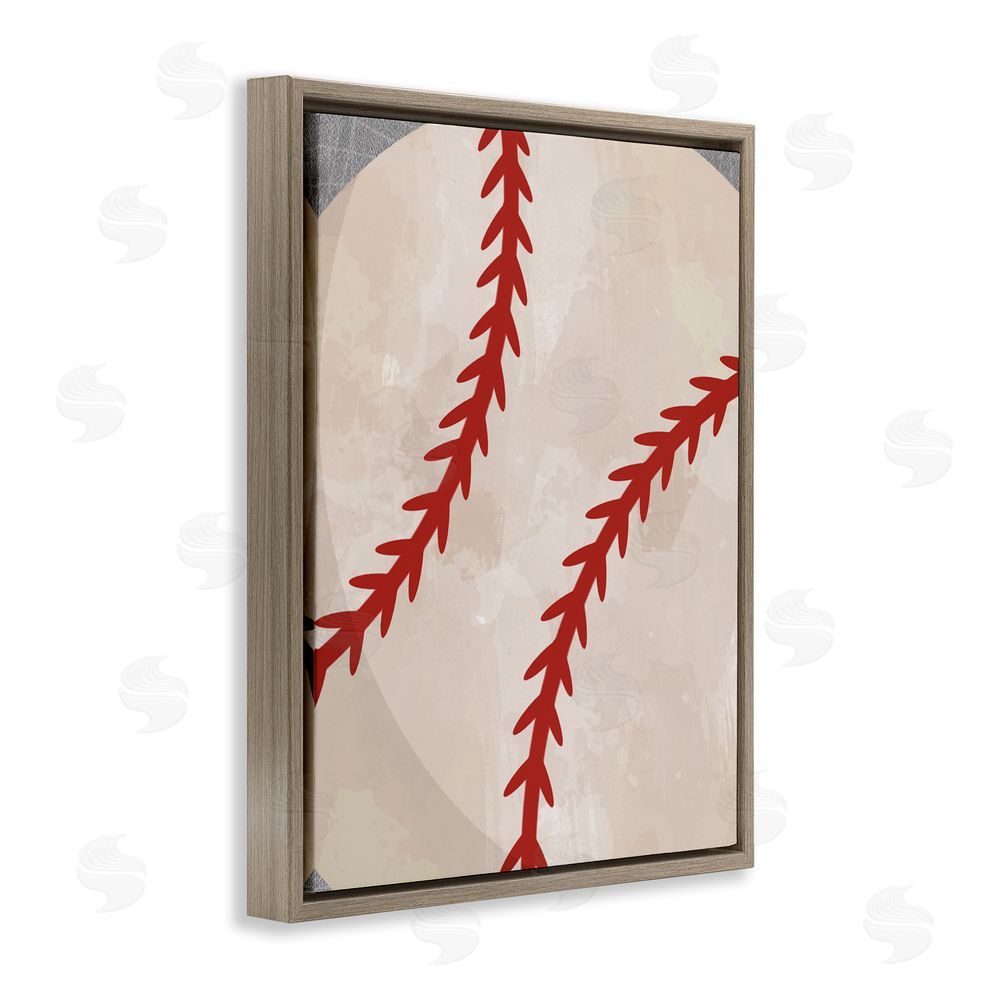 Christine Simpson Art Bouncing Fun Baseball Brown Floating Frame Canvas Wall Art Print
