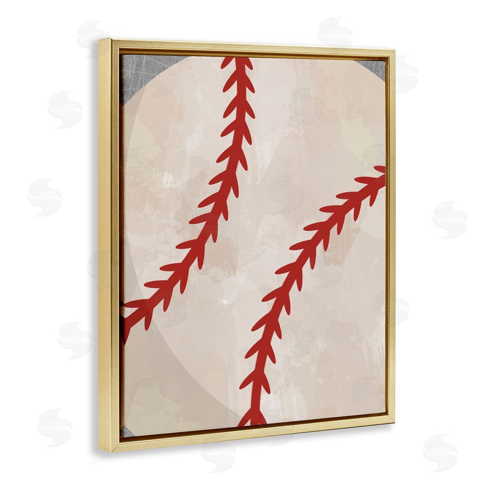 Christine Simpson Art Bouncing Fun Baseball Gold Floating Frame Canvas Wall Art Print