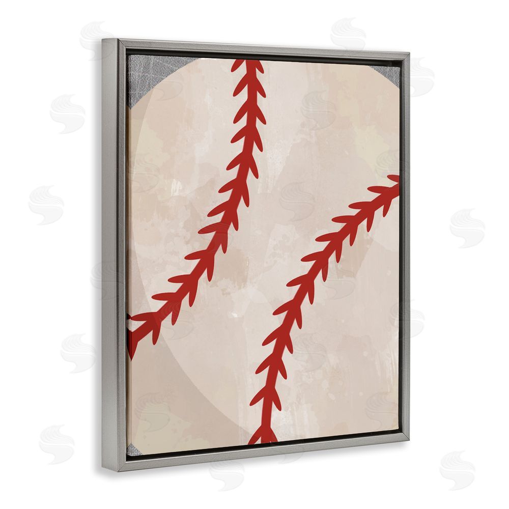 Christine Simpson Art Bouncing Fun Baseball Gray Floating Frame Canvas Wall Art Print