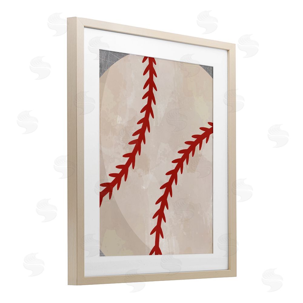 Christine Simpson Art Bouncing Fun Baseball Birch Framed Print Under Glass with White Mat Wall Art