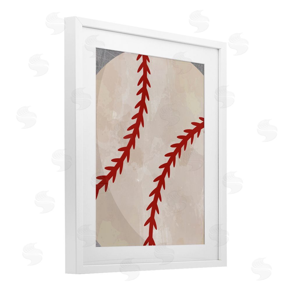 Christine Simpson Art Bouncing Fun Baseball White Framed Print Under Glass with Mat Wall Art