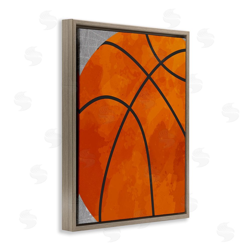 Christine Simpson Art Bouncing Fun Basketball Brown Floating Frame Canvas Wall Art Print