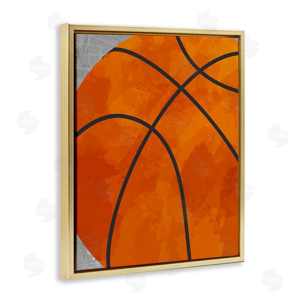 Christine Simpson Art Bouncing Fun Basketball Gold Floating Frame Canvas Wall Art Print