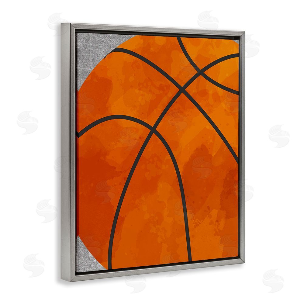 Christine Simpson Art Bouncing Fun Basketball Gray Floating Frame Canvas Wall Art Print