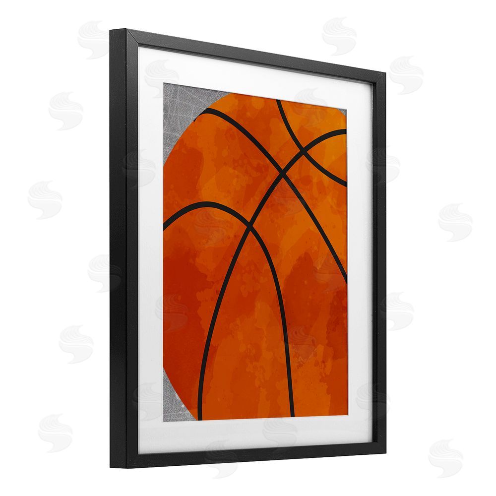 Christine Simpson Art Bouncing Fun Basketball Black Framed Print Under Glass with White Mat Wall Art