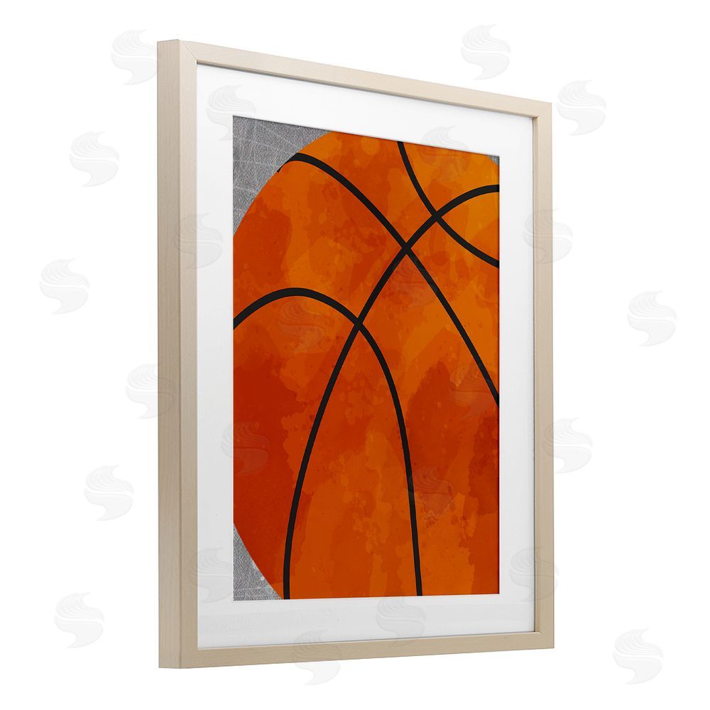 Christine Simpson Art Bouncing Fun Basketball Birch Framed Print Under Glass with White Mat Wall Art