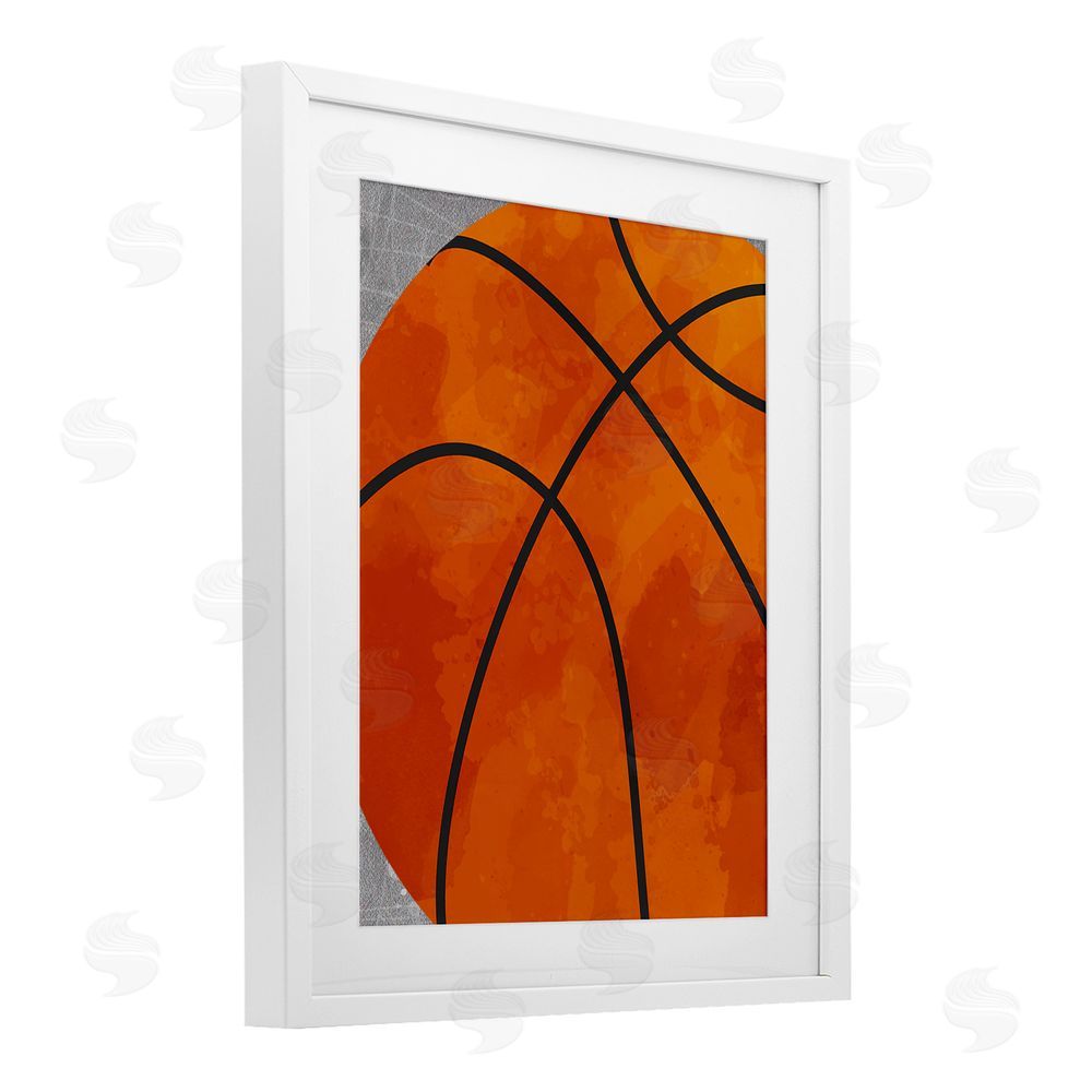 Christine Simpson Art Bouncing Fun Basketball White Framed Print Under Glass with Mat Wall Art