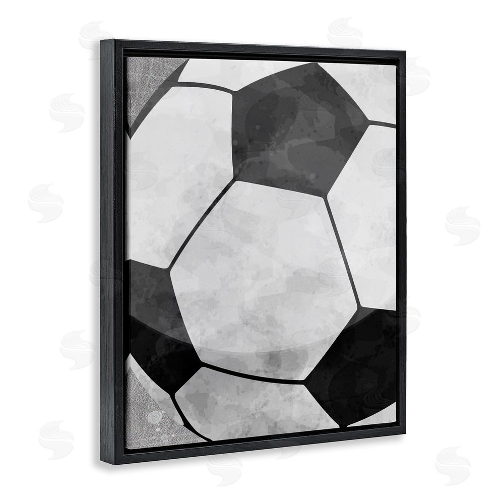 Christine Simpson Art Bouncing Fun Soccer Ball Black Floating Frame Canvas Wall Art Print