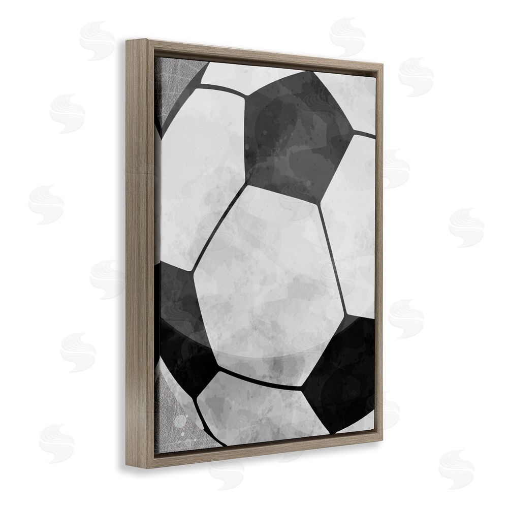 Christine Simpson Art Bouncing Fun Soccer Ball Brown Floating Frame Canvas Wall Art Print