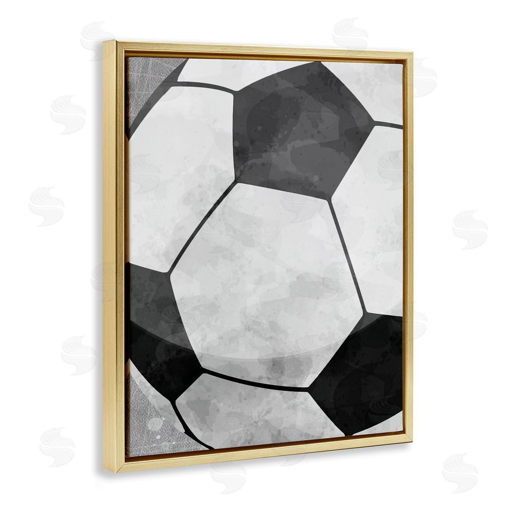 Christine Simpson Art Bouncing Fun Soccer Ball Gold Floating Frame Canvas Wall Art Print