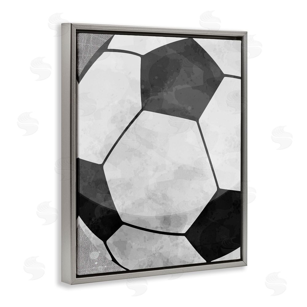 Christine Simpson Art Bouncing Fun Soccer Ball Gray Floating Frame Canvas Wall Art Print