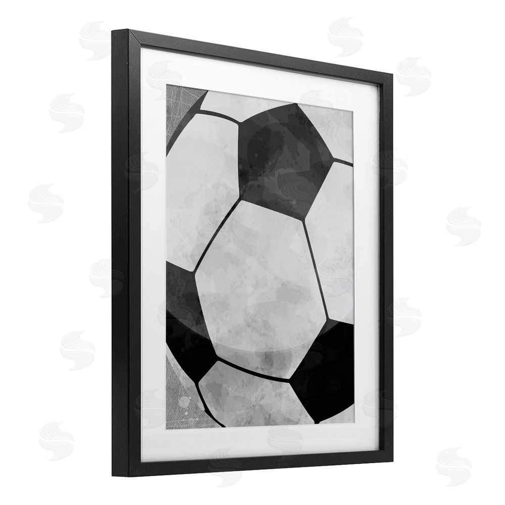 Christine Simpson Art Bouncing Fun Soccer Ball Black Framed Print Under Glass with White Mat Wall Art