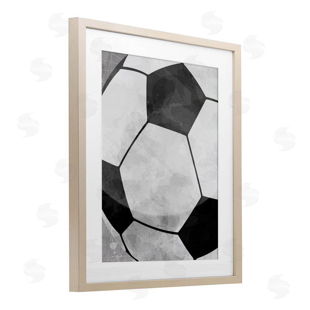 Christine Simpson Art Bouncing Fun Soccer Ball Birch Framed Print Under Glass with White Mat Wall Art