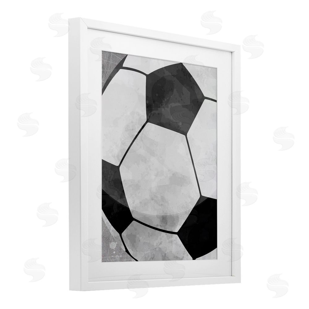 Christine Simpson Art Bouncing Fun Soccer Ball White Framed Print Under Glass with Mat Wall Art