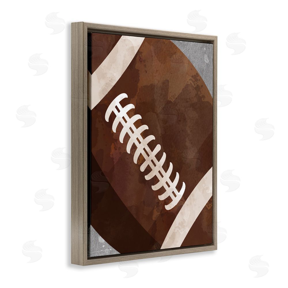 Christine Simpson Art Bouncing Fun Football Brown Floating Frame Canvas Wall Art Print