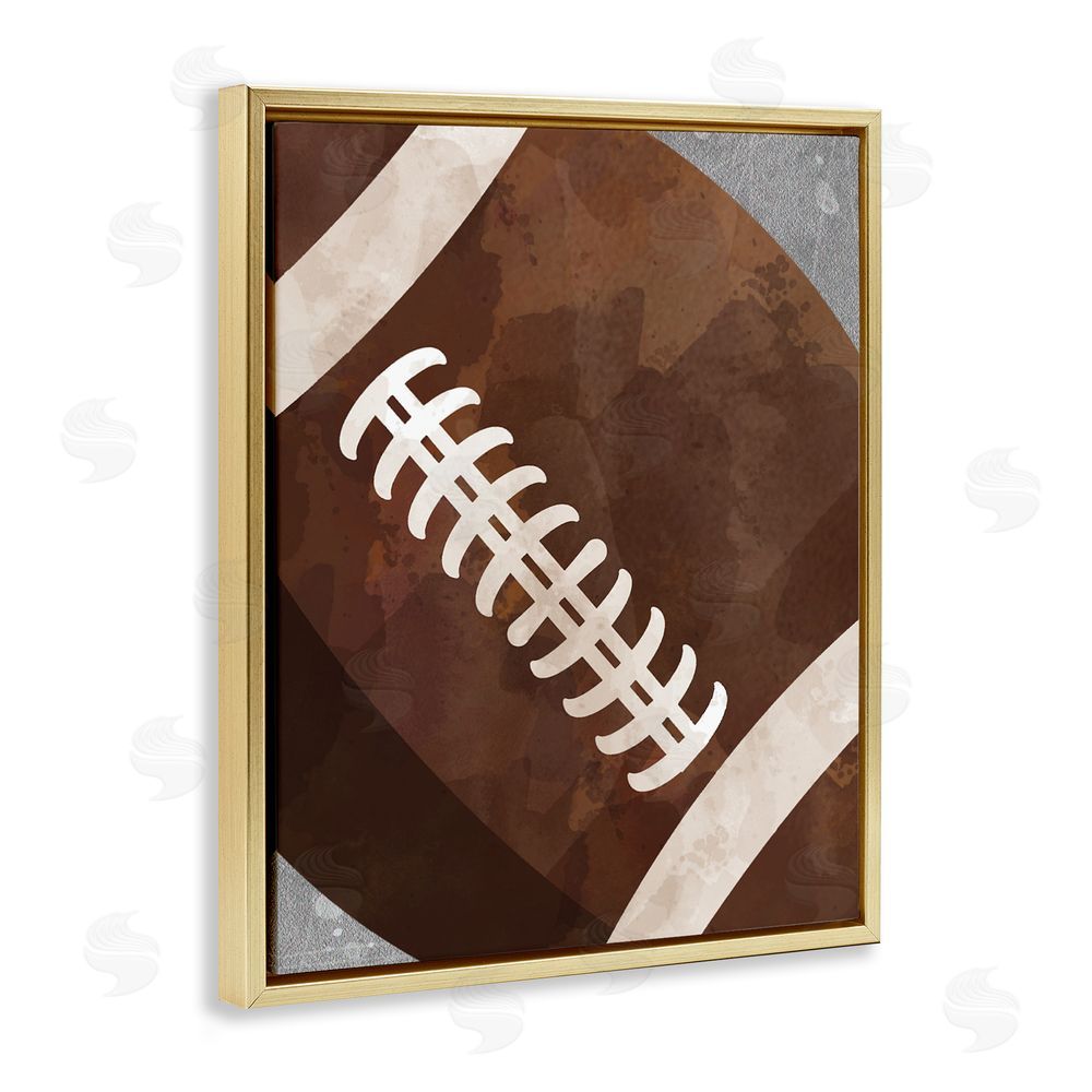 Christine Simpson Art Bouncing Fun Football Gold Floating Frame Canvas Wall Art Print