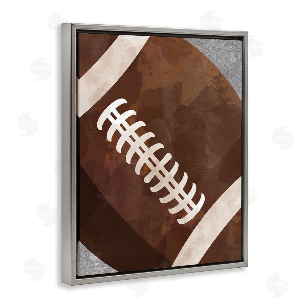 Christine Simpson Art Bouncing Fun Football Gray Floating Frame Canvas Wall Art Print