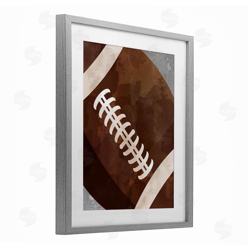 Christine Simpson Art Bouncing Fun Football Gray Framed Print Under Glass with White Mat Wall Art