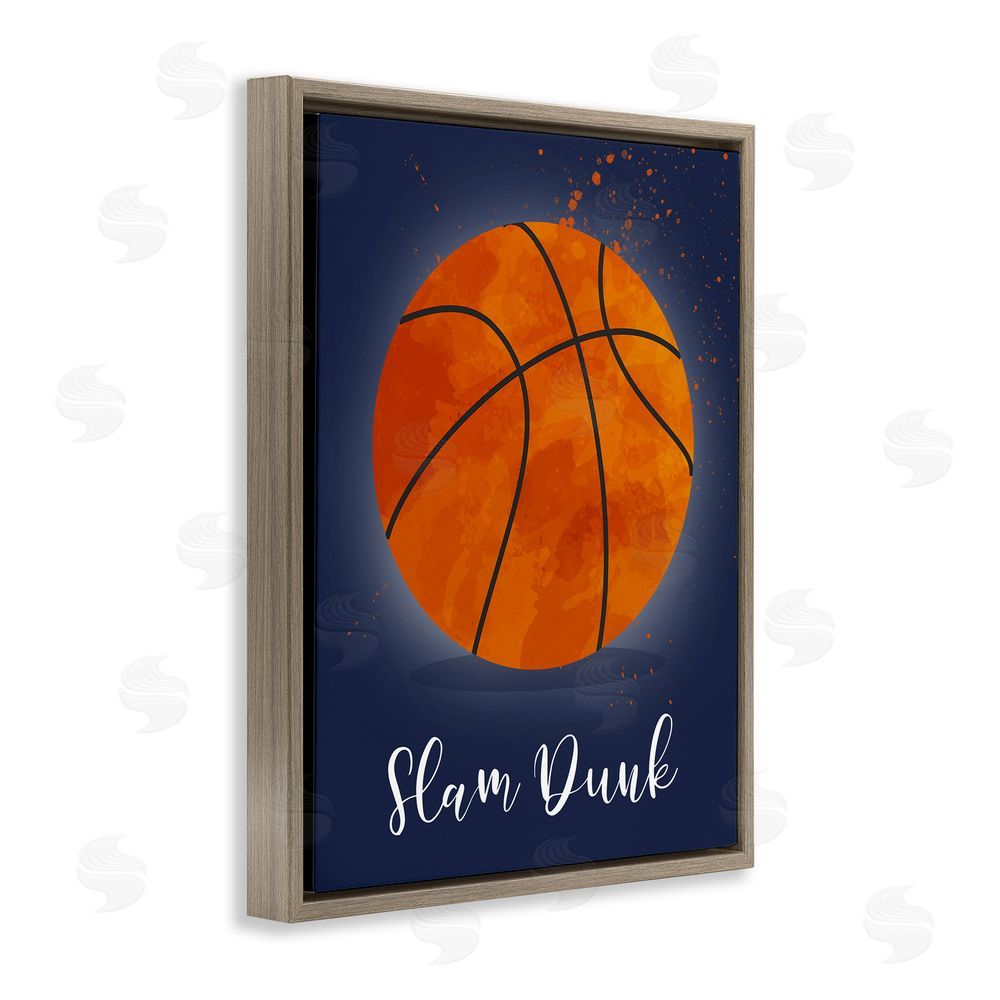 Christine Simpson Art Game On Slam Dunk Brown Floating Frame Canvas Wall Art Print