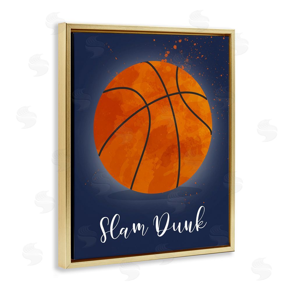 Christine Simpson Art Game On Slam Dunk Gold Floating Frame Canvas Wall Art Print
